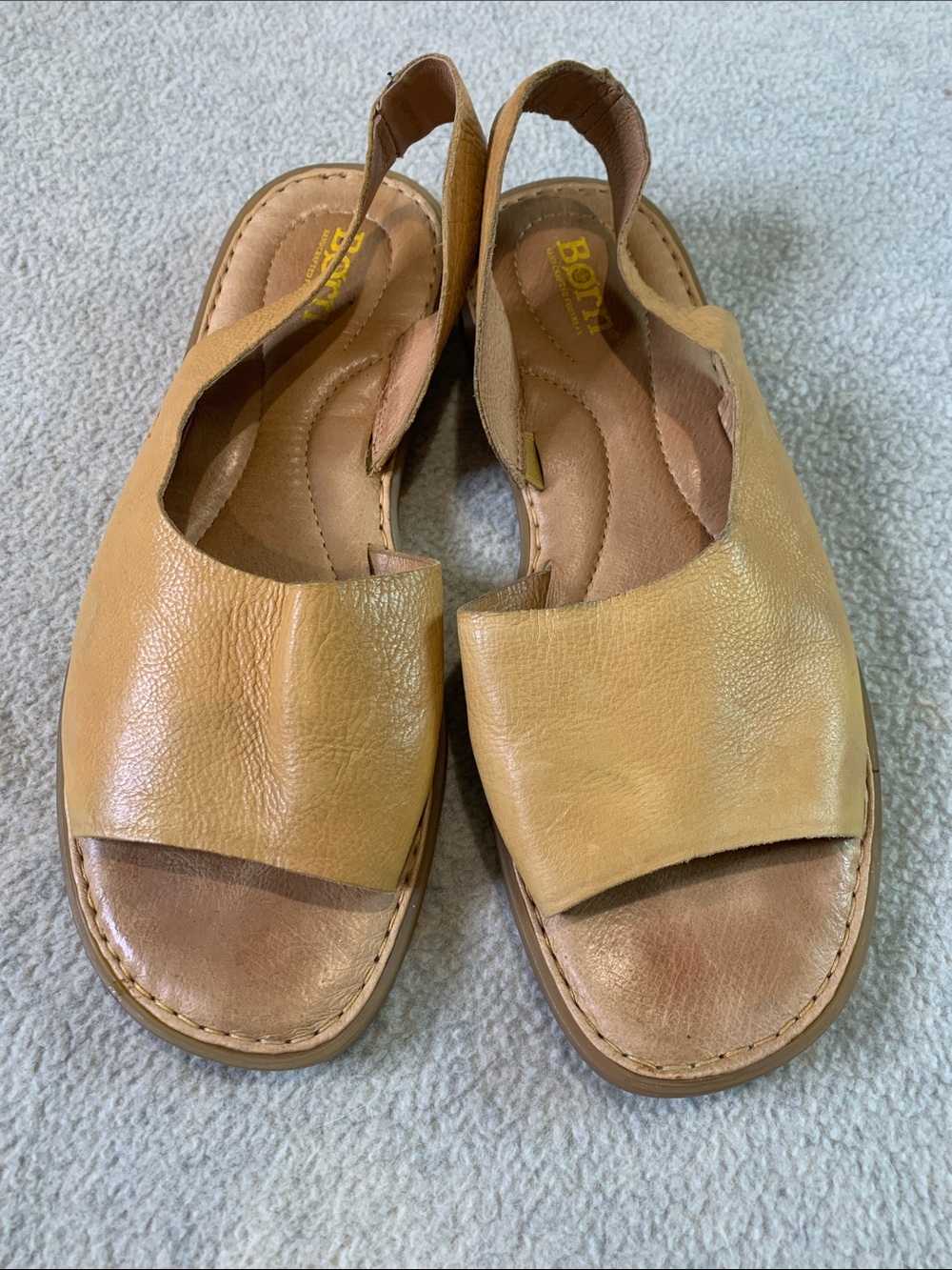 Born Tan Leather Open-Toe Slingback Sandals